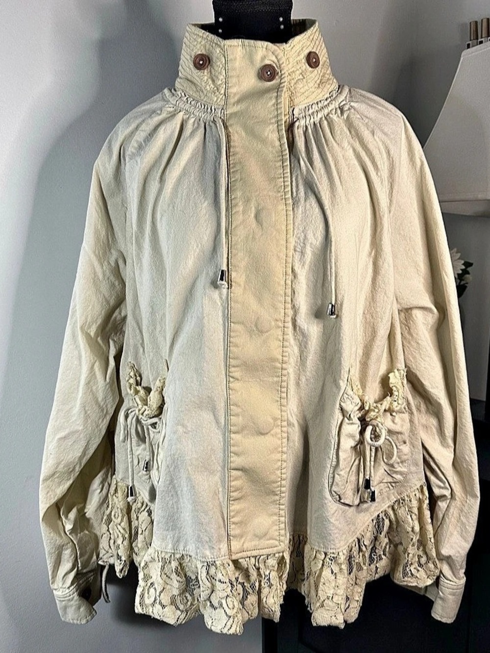 We The Free OutSet Jacket Lace Trim Cream Small